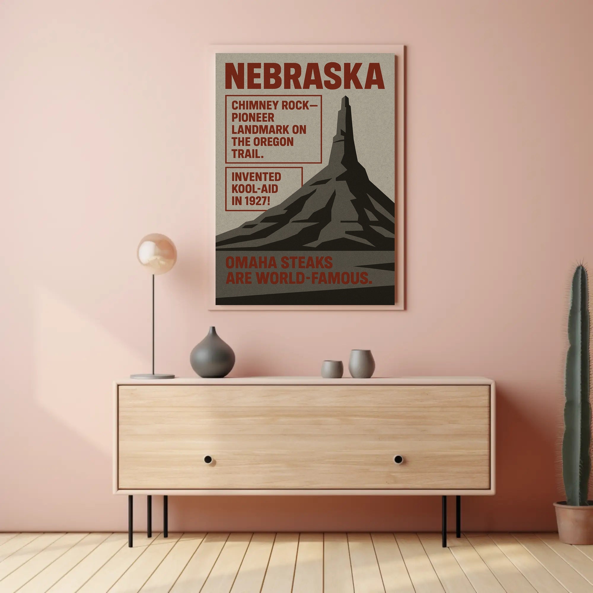 Nebraska Highlights Wall Art Print Decor PosterGoat