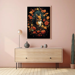 Autumn Squirrel Harvest Festive Wall Art Poster