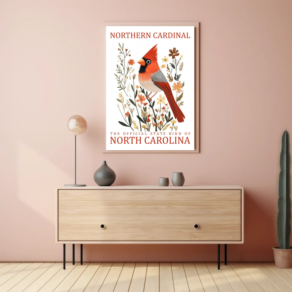 Northern Cardinal State Bird Nature Art Poster