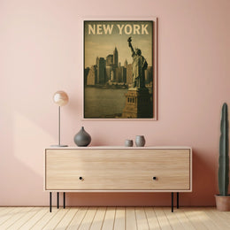 New York Skyline With Statue Of Liberty Poster
