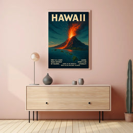 Hawaii Volcano Adventure Vintage Travel Poster Print