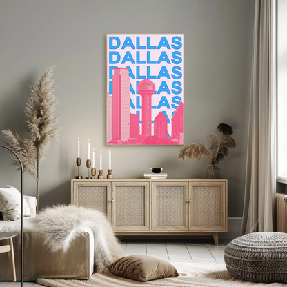 Dallas Texas Skyline Poster Retro Travel Poster