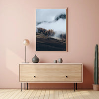 Misty Autumn Mountain Landscape Photorealistic Art Print