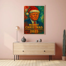 Festive Van Gogh-Inspired Merry Christmas Artistic Poster