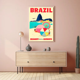 Discover Brazil With Braniff Airways Poster