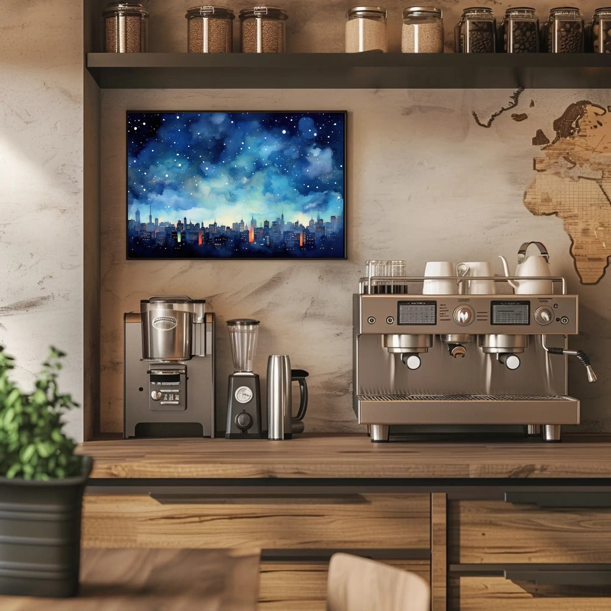 Starry Night Over the City Poster