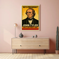 John Tyler 10th President of the United States Inked Comic Style Poster