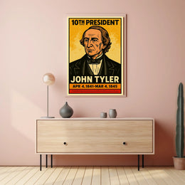 John Tyler 10th President of the United States Inked Comic Style Poster
