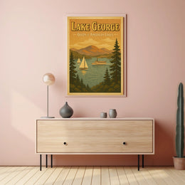 Lake George Nostalgic Scenic Poster Vintage Wall Art