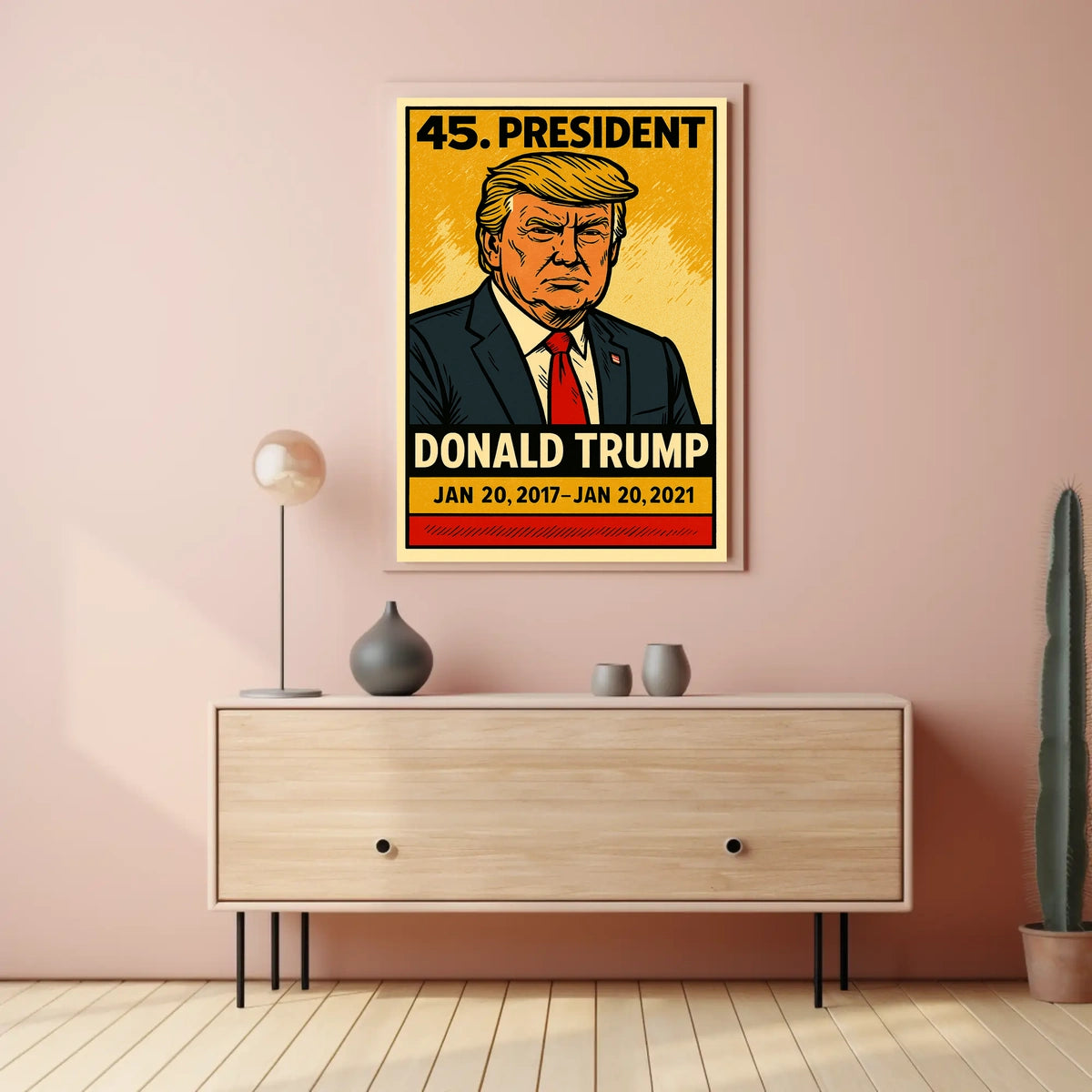 Donald Trump 45th President of the United States Inked Comic Style Poster