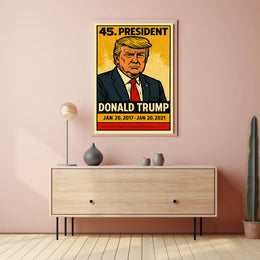 Donald Trump 45th President of the United States Inked Comic Style Poster