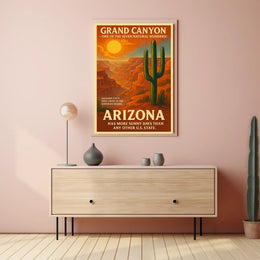 Grand Canyon Arizona Travel Vintage Illustration Poster
