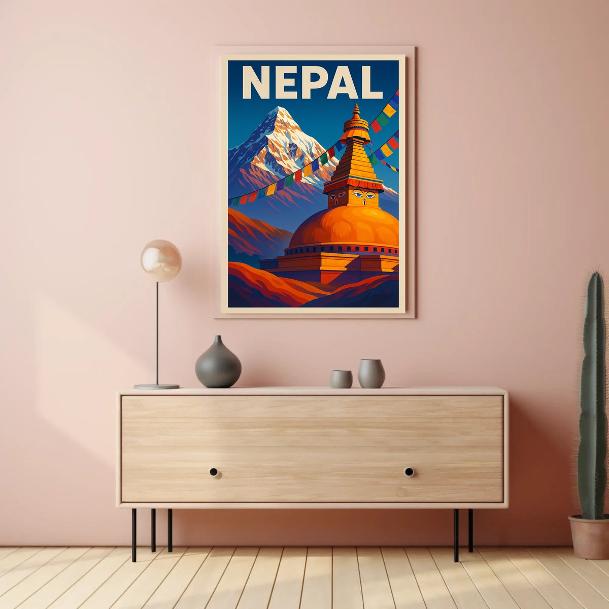 Nepal Land of Mountains and Stupas Poster