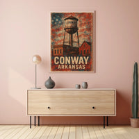 Conway Water Tower Heritage Nostalgia Arkansas Retro Poster