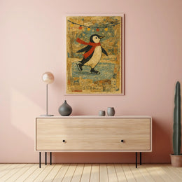 Skating Penguin Delight Poster