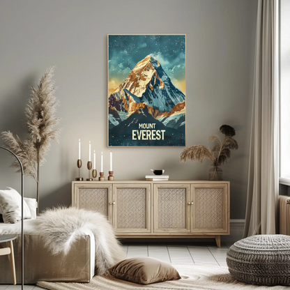 Mount Everest Himalayan Peak Snowfall Travel Poster