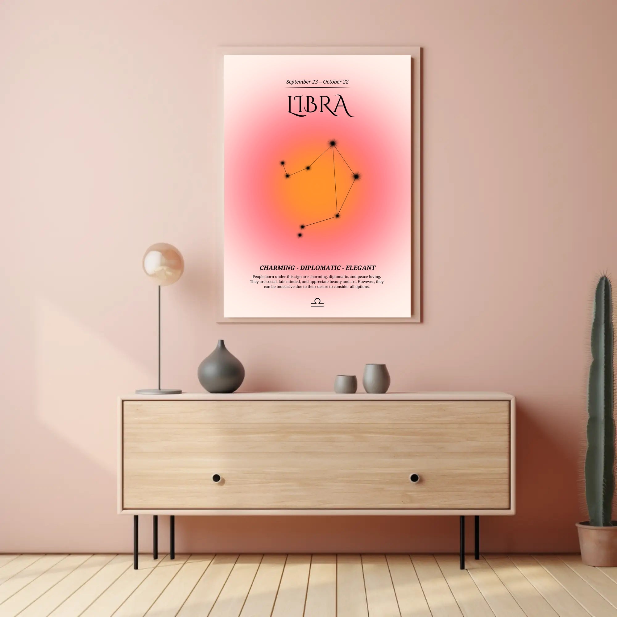 Libra Constellation Modern Art Zodiac Abstract or Artistic Poster PosterGoat