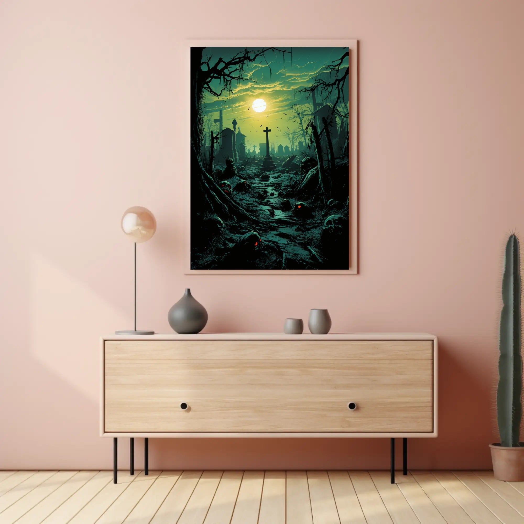 Haunted Cemetery At Dusk Poster