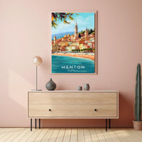 Menton Coastal Town Vibrant Travel Poster