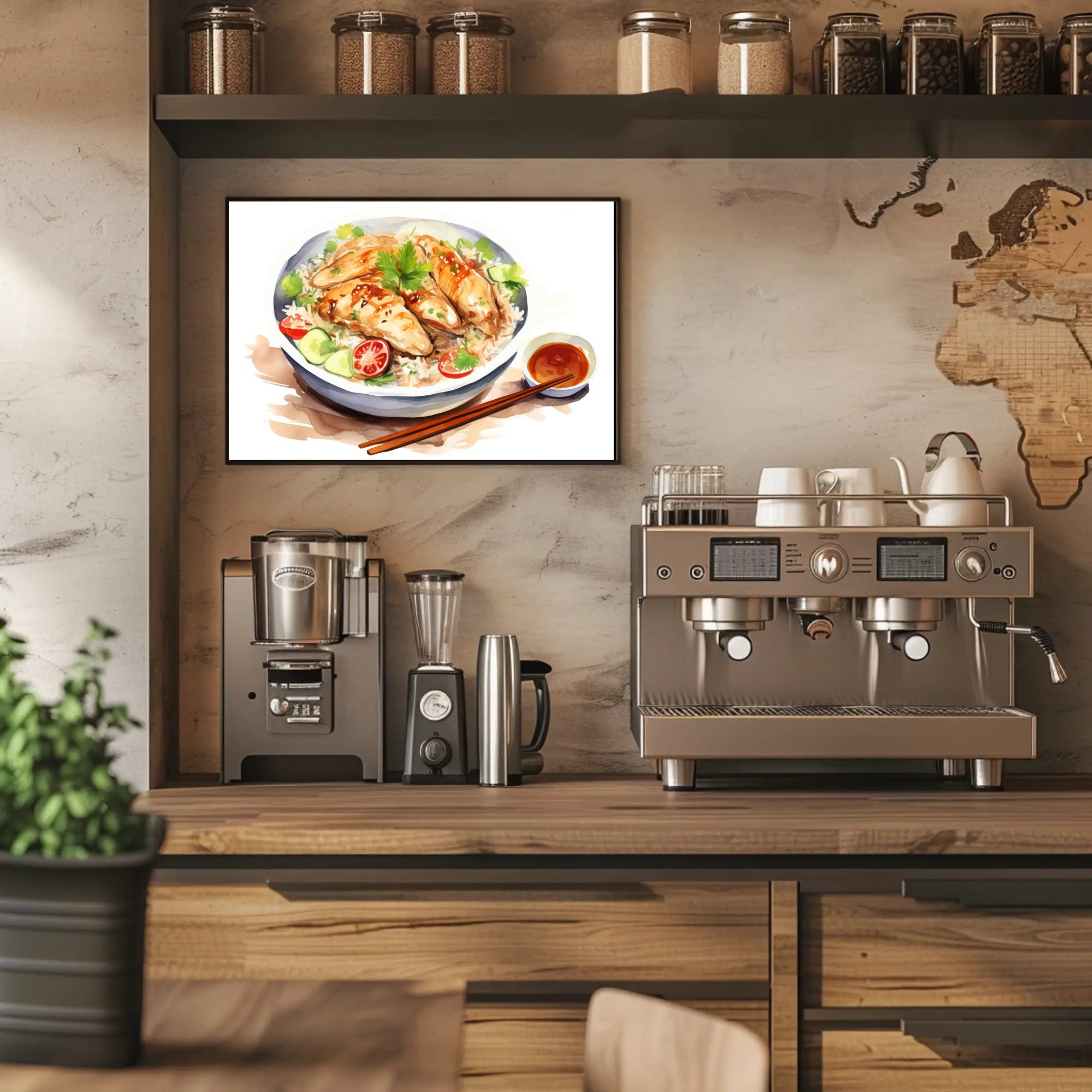 Culinary Delight – Chicken Rice Illustration Poster
