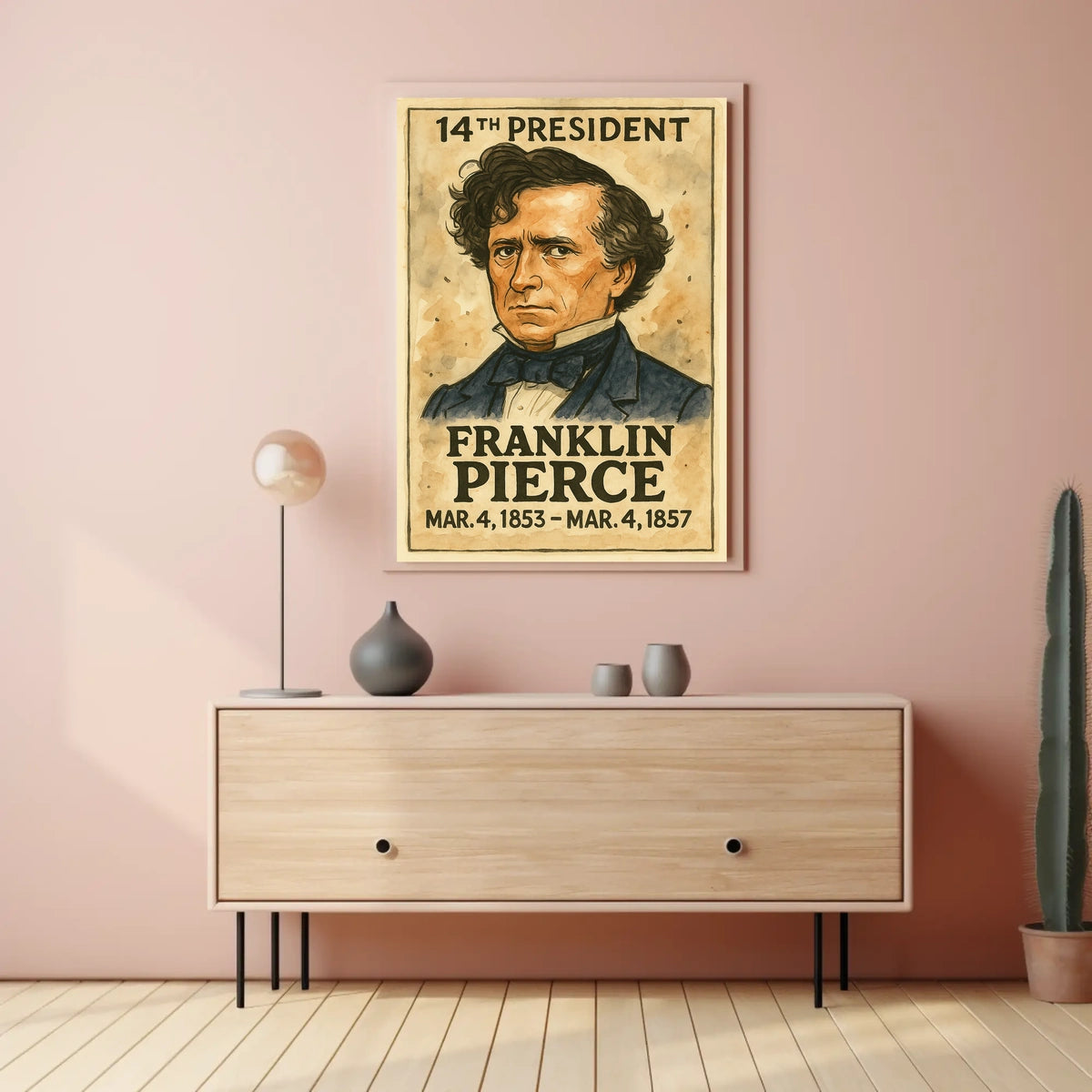 Franklin Pierce Historical Presidential Portrait Poster