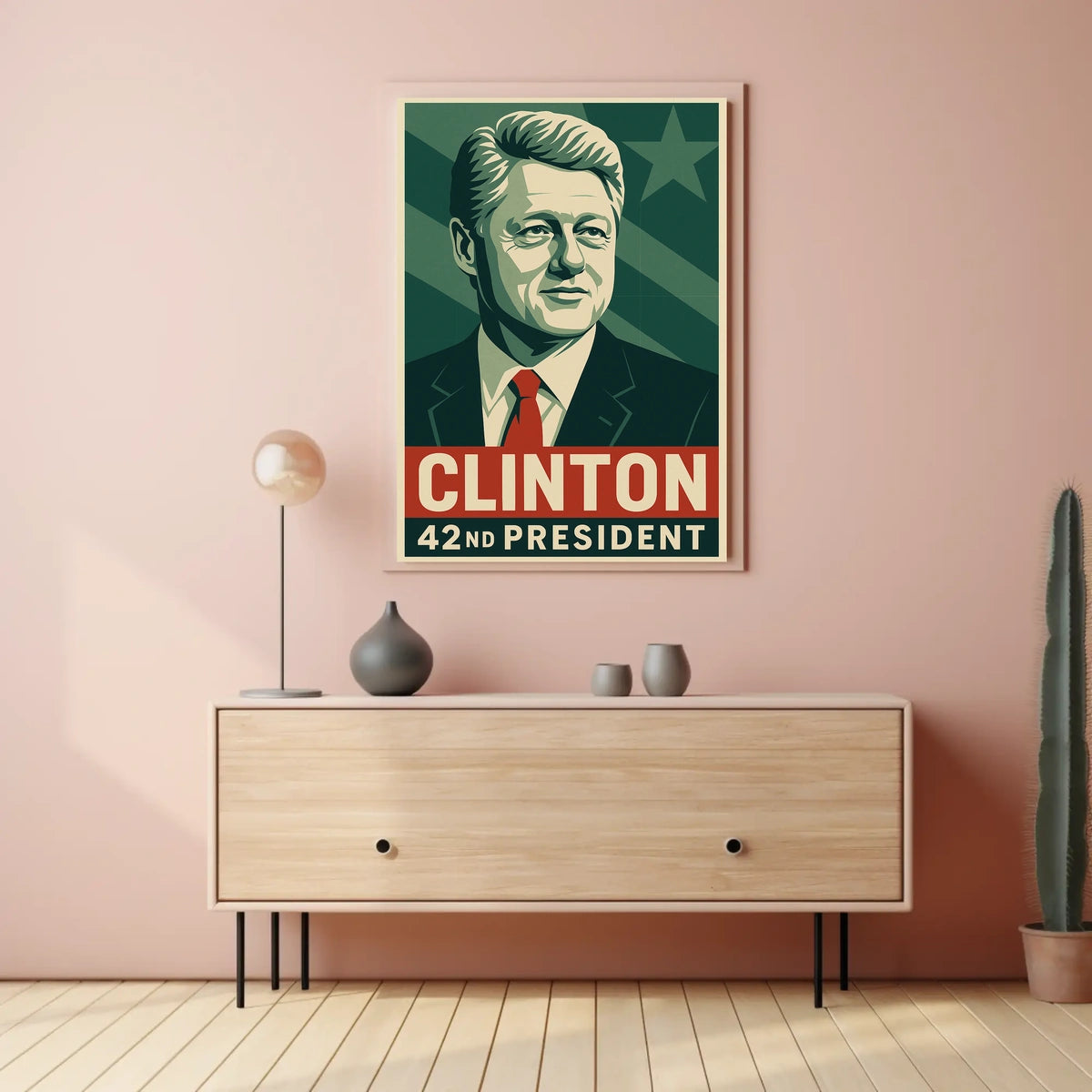 Clinton Cityscape 42nd President Wanderlust Poster