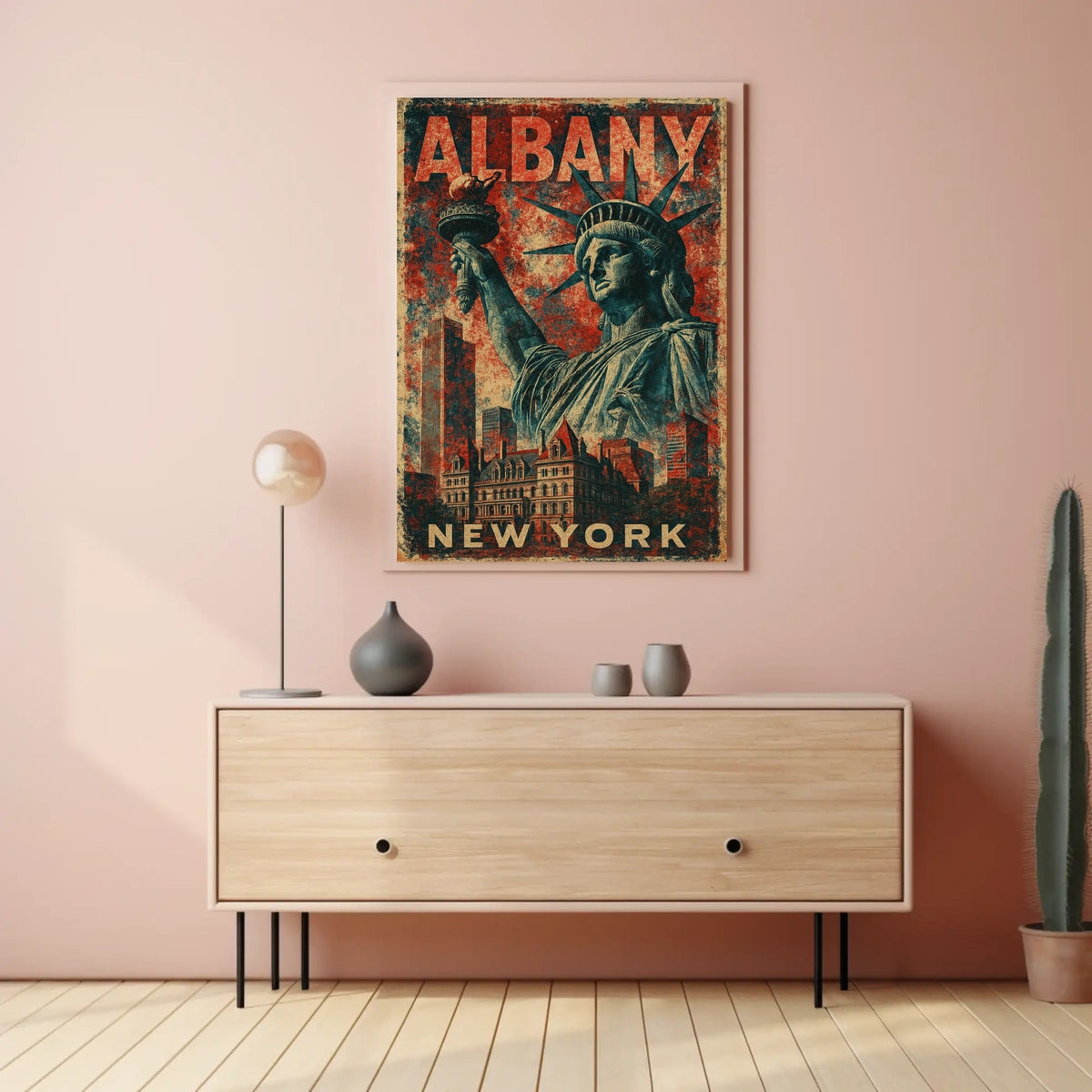 Albany Cityscape Vintage Style Wanderlust Poster