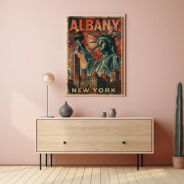 Albany Cityscape Vintage Style Wanderlust Poster