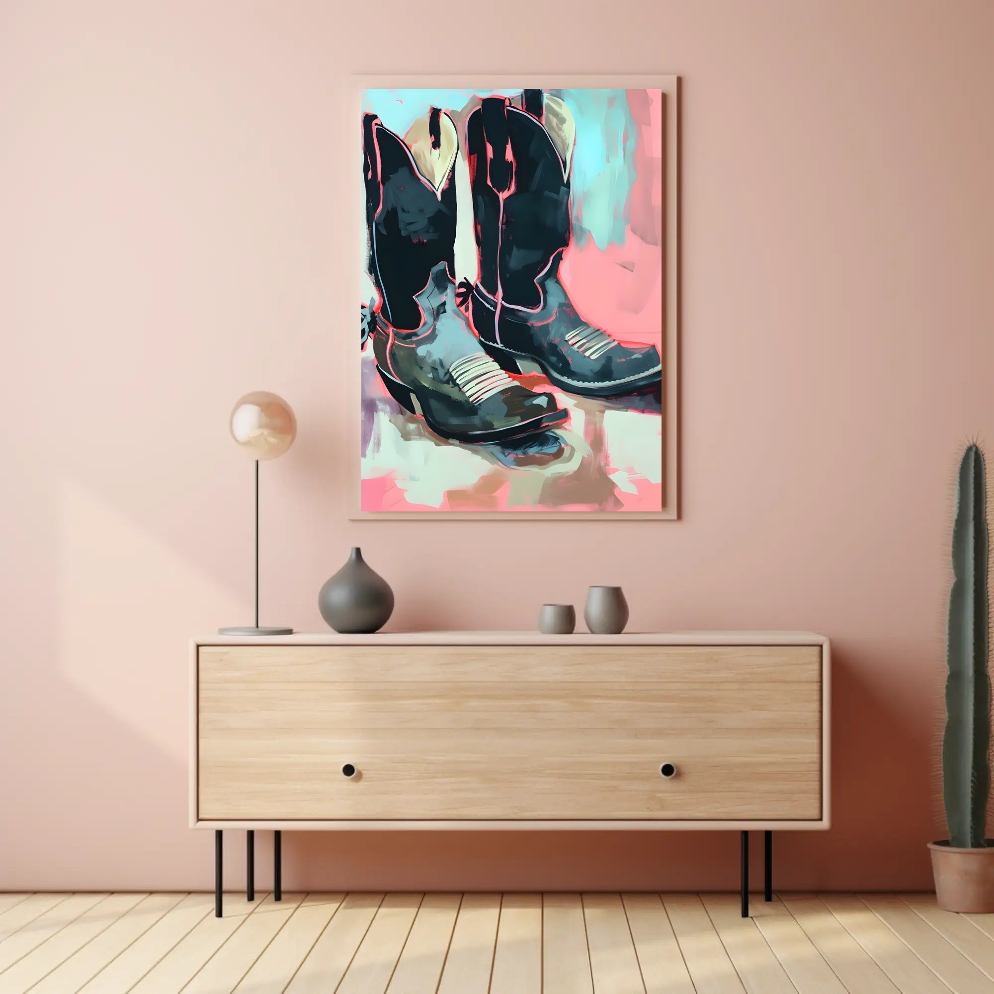 Cowboy Boots Poster Modern Abstract Art Print