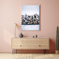 Winter Log Pile Poster