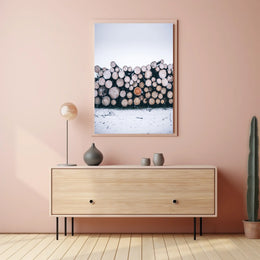 Winter Log Pile Poster