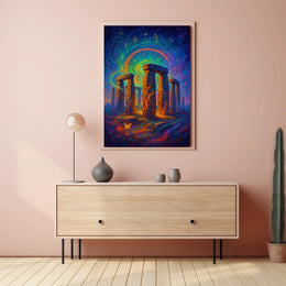 Stonehenge Cosmic Night Surreal Fantasy Art Poster