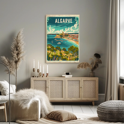 Algarve Portugal Coastal Town Travel Poster