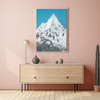 Majestic Snowy Mountain Under Blue Sky National Park Poster
