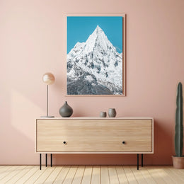 Majestic Snowy Mountain Under Blue Sky National Park Poster
