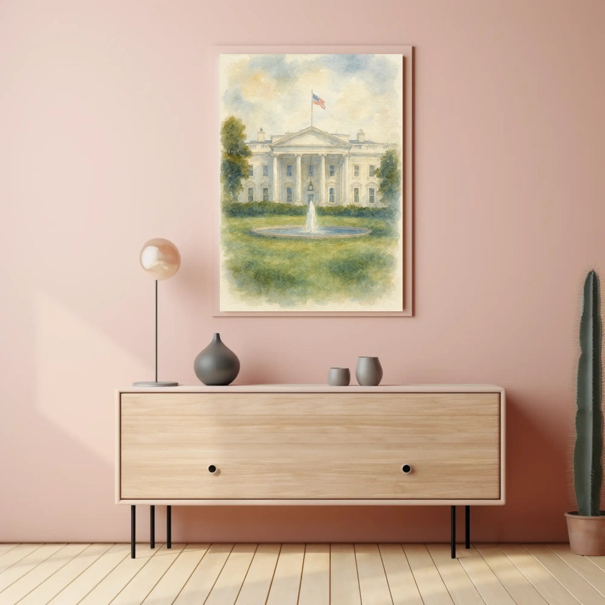 The White House in Watercolor Poster