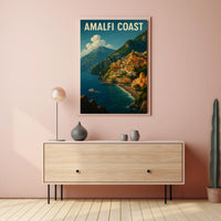 Amalfi Coast Poster Wall Art 18x24 Coastal Decor Print
