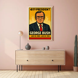 George H. W. Bush 41st President of the United States Inked Comic Style Poster