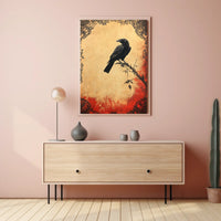 Raven on a Branch Artistic Vintage Animal Poster