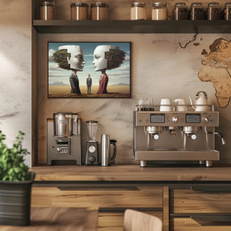 Surreal Puzzle-Head Landscape in Artistic Poster