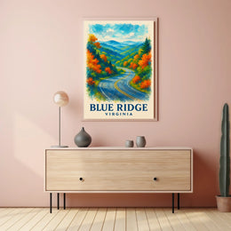 Blue Ridge Mountains Watercolor Scenic Fall Poster