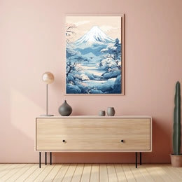 Serene Japanese Landscape Inspired Artistic Poster