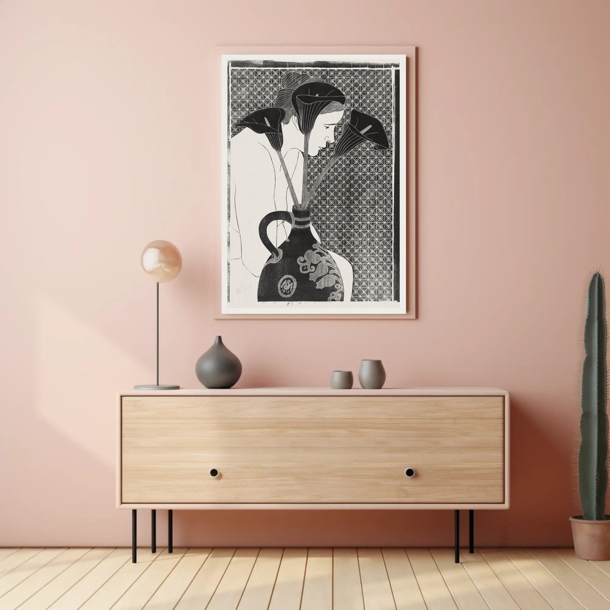 Elegant Woman with Vase: Abstract or Artistic Poster