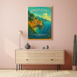 Amalfi Coast Vintage Italian Art Poster Print