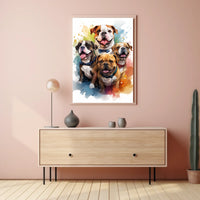 Colorful Bulldog Art Poster with Bow Ties