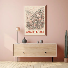 Amalfi Coast Poster Wall Art 18x24 Coastal Decor Coastal View