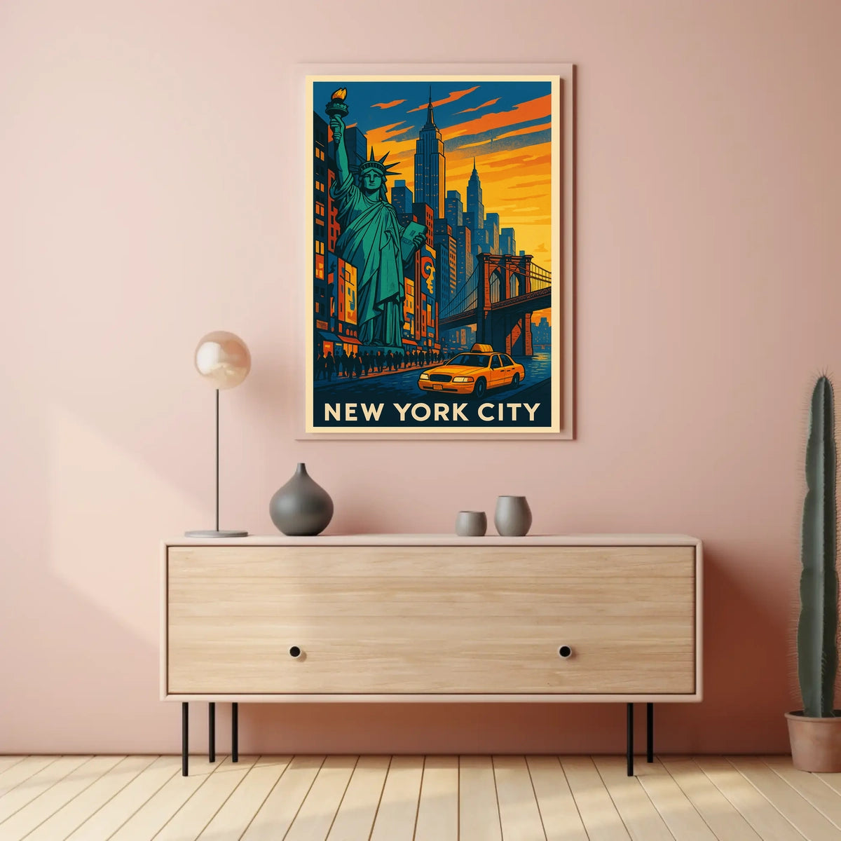 New York City Poster Vintage Travel Cityscape Wall Art