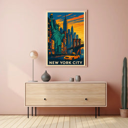 New York City Poster Vintage Travel Cityscape Wall Art