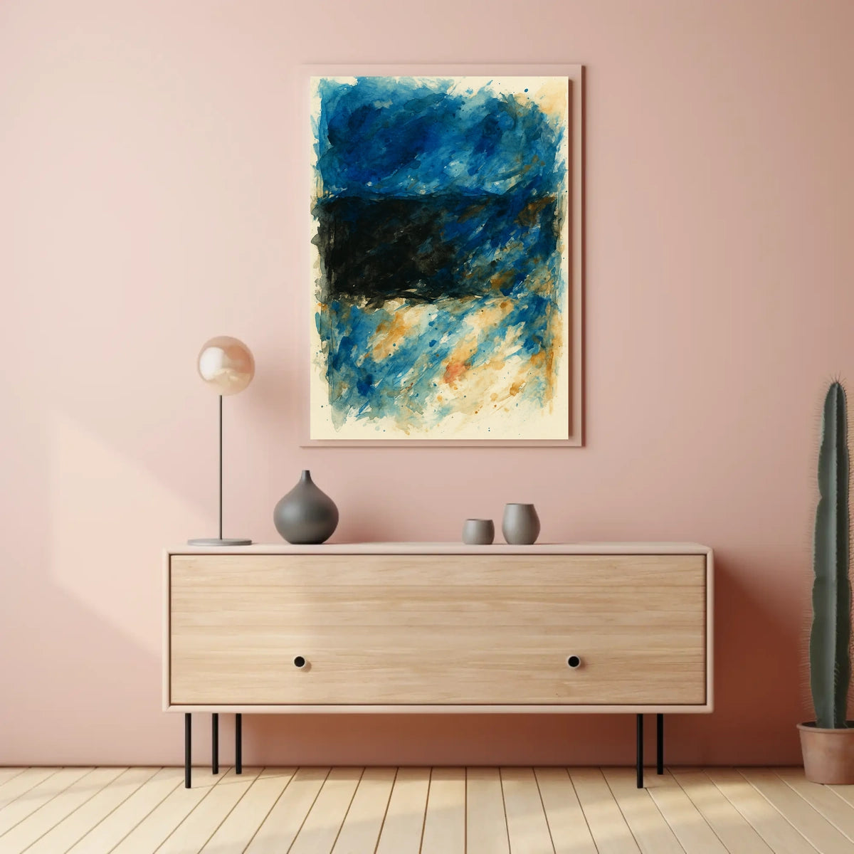 Abstract Blue And Black Composition Poster