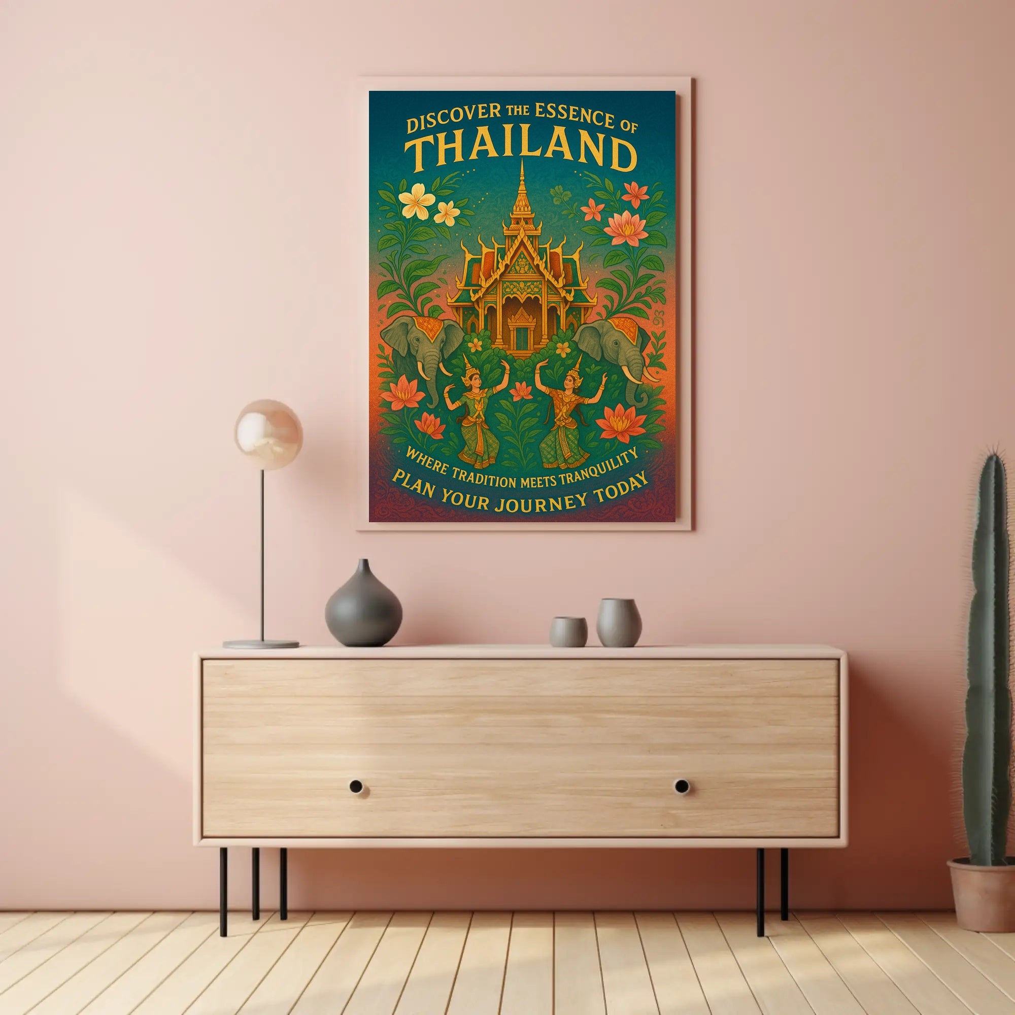 Thailand Cultural Heritage Vintage Travel Poster